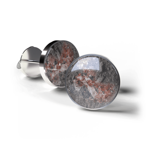 Ascheschmuck-Ohrstecker "Remember" - 8mm - 925er Sterlingsilber mit Roségold-flakes