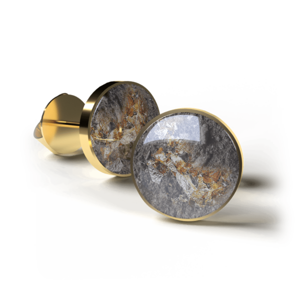 Ascheschmuck-Ohrstecker "Remember" - 8mm - 24K vergoldetes Sterlingsilber mit Goldflakes